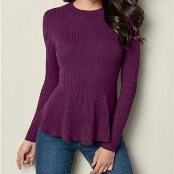 VENUS Sweaters - Venus Purple Peplum Sweater